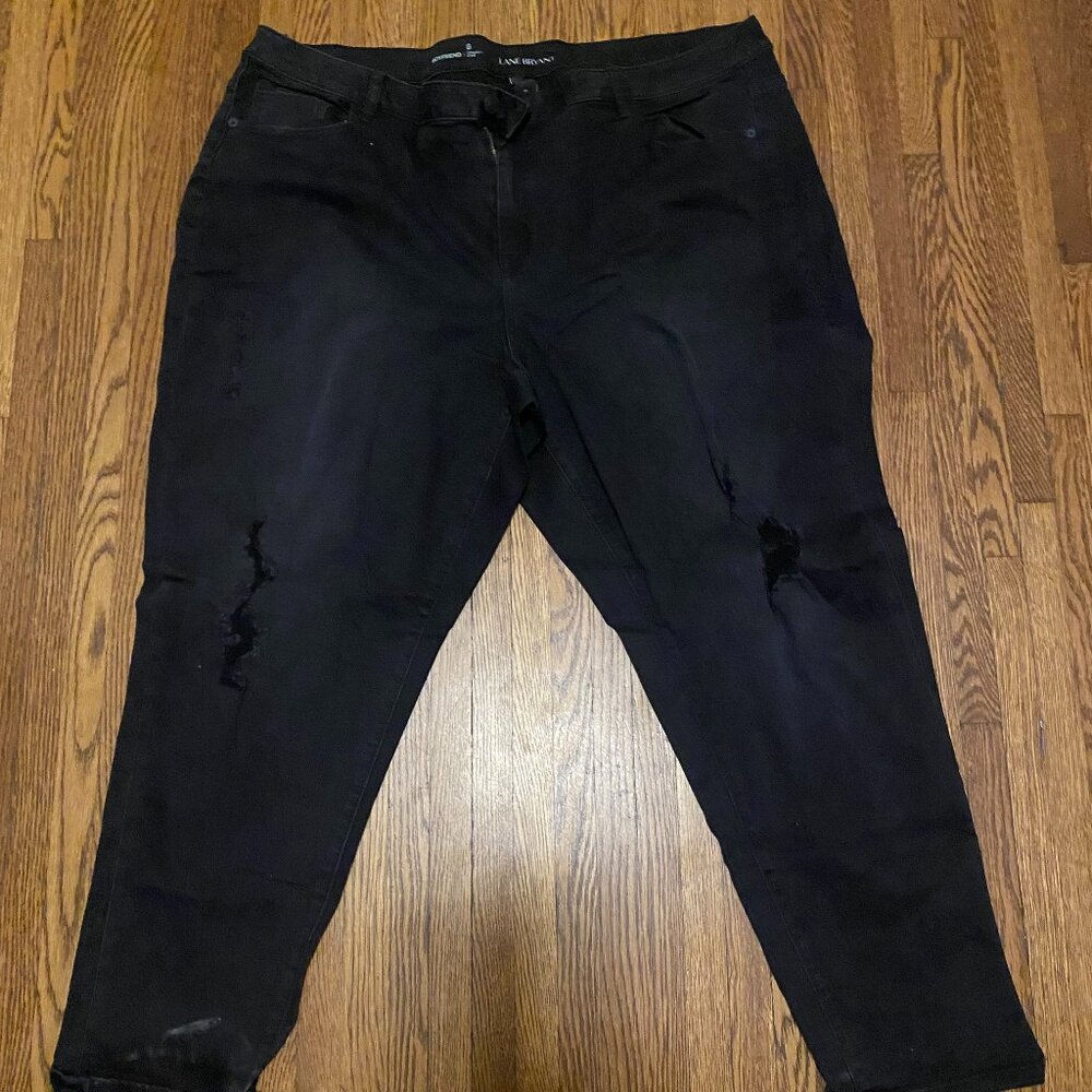 Lane Bryant Genius Fit Black Destructed Boyfriend Jeans 28W